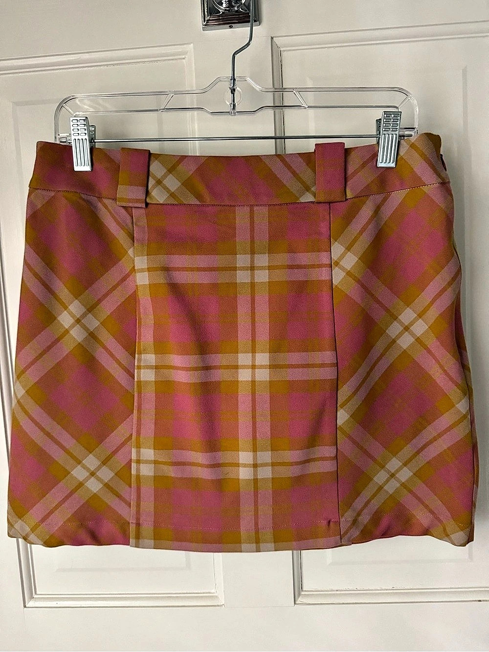 Urban Outfitters Plaid Mini Skirt in Pink & Yellow